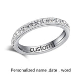 Simple Custom/Personalized Zircon/Gem Stainless Steel Ring For Women - Kalsord