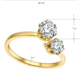 Double Cubic Zircon Fashion Jewelry Ring For Women - Kalsord