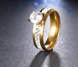 Classical Polished Zircon Ring For Women- Gold/Silver - Kalsord