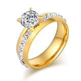 Classical Polished Zircon Ring For Women- Gold/Silver - Kalsord