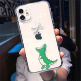 Cartoon Animal Dinosaur | Shark Transparent Bumper Shockproof iPhone Case/Back Cover