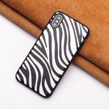 Zebra Stripes Textured Leather Phone Case For iPhone 7 8 X Xr 6 6s 7p Xs max 11 11 pro Maxcases - Kalsord