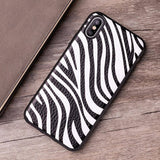 Zebra Stripes Textured Leather Phone Case For iPhone 7 8 X Xr 6 6s 7p Xs max 11 11 pro Max
