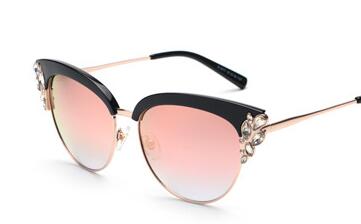 Women's Crystal Flower Cat Eye Sunglassessunglasses - Kalsord
