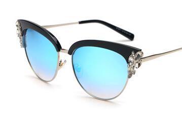 Women's Crystal Flower Cat Eye Sunglassessunglasses - Kalsord