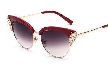 Women's Crystal Flower Cat Eye Sunglassessunglasses - Kalsord
