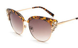 Women's Crystal Flower Cat Eye Sunglassessunglasses - Kalsord