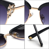 Women's Crystal Flower Cat Eye Sunglassessunglasses - Kalsord