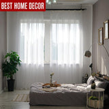 White Tulle | Organza | Voile Sheer Window Curtains For Modern Living room | Bedroom | Home Decor - Kalsord