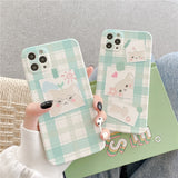 Green Checkered Design Cute Shiba Inu Phone Case/Cover for iPhone