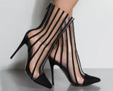 Stripes Transparent | Clear Boots Sandals Thin Pointed Toe High Heels Shoe - Kalsord
