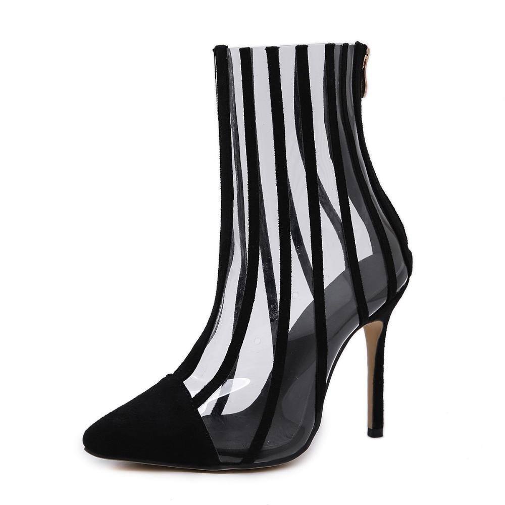 Sexy Black Women Stretch Sock Boots Slim Fit Long Knit Botas Mujer Metal  Square Toe 8CM Strange High Heels Designer Shoes - AliExpress