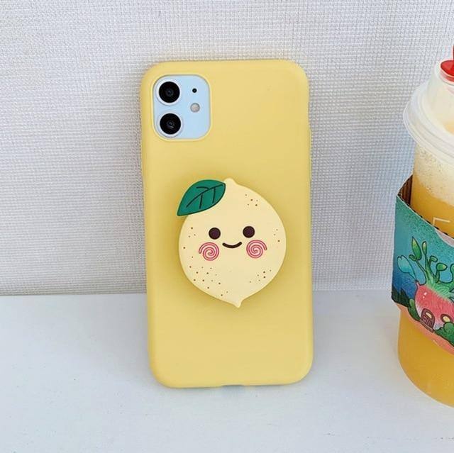 #2  Cute iPhone Phone case Fruit Strawberry Tomato Lemon Watermelon Avocado Peach Socket 3D Holder For iPhone