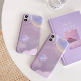 Pinkish Mauve Frosted Space Stars Planet Phone Case/Cover for iPhone