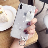 Glitter Powder Holder Phone Case For iPhone 12Pro 11 X XR XS Max 7 8 Plus Transparent Soft TPU Wrist Strap Shockproof Back Cover
