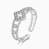 Women's Crown Silver Plated Adjustable RingRings - Kalsord
