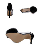Fluffy Clear | Transparent Slip-On Thin Pointed Heel High | Pump - Kalsord