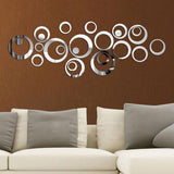 24pcs/set 3D DIY Acrylic/Mirror Wall Stickers | Decoration Circles  for Background Home Decor | Wall Art - Kalsord