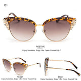 Women's Crystal Flower Cat Eye Sunglassessunglasses - Kalsord