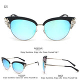 Women's Crystal Flower Cat Eye Sunglassessunglasses - Kalsord