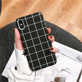 Simple Stripe Grid Phone Case For iPhone X 8 7 Plus XR XS Max 6 6S PlusCases - Kalsord