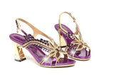 Women's Elegant Butterfly Rhinestone Square Heeled Sandals - Kalsord