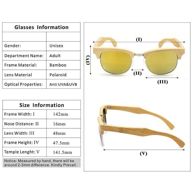 Semi-Rimless Wooden Polarized Sunglasses W/ Gift Boxsunglasses - Kalsord