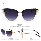 Women's Crystal Flower Cat Eye Sunglassessunglasses - Kalsord