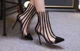 Stripes Transparent | Clear Boots Sandals Thin Pointed Toe High Heels Shoe - Kalsord