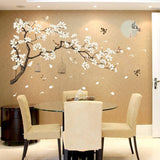 187*128cm Big Size Tree DIY Wall Stickers Birds Flower Home Decor Wallpaper For Living Room Bedroom - Kalsord