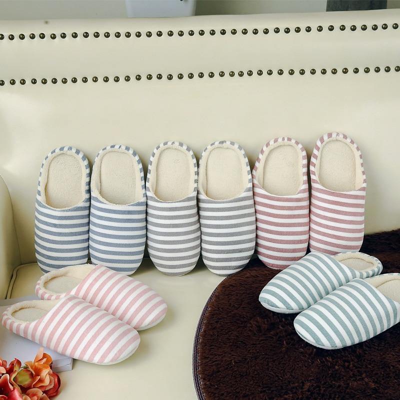 Women's Striped Cotton SlipperSlippers - Kalsord