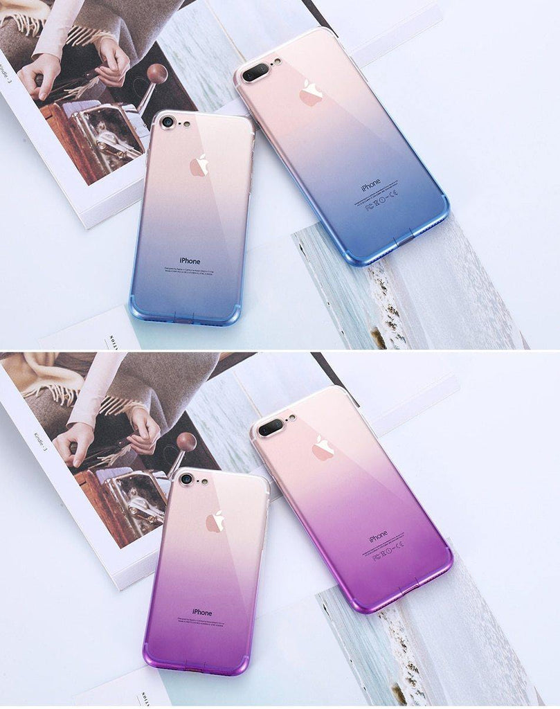 Gradient Transparent Silicone Case For iPhone 7 7 Plus X 8 Plus XS MAX XR 6 6S Plus 5 5S SECases - Kalsord