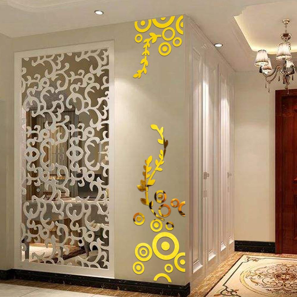 Creative Circle | Ring | Vine Acrylic Crystal Mirror Wall Stickers DIY 3D Decal Wall Home Decor Bedroom Living Room Wallpaper Decoration - Kalsord