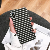 Simple Stripe Grid Phone Case For iPhone X 8 7 Plus XR XS Max 6 6S PlusCases - Kalsord