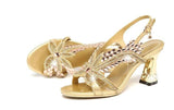 Women's Elegant Butterfly Rhinestone Square Heeled Sandals