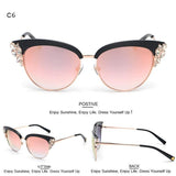 Women's Crystal Flower Cat Eye Sunglassessunglasses - Kalsord