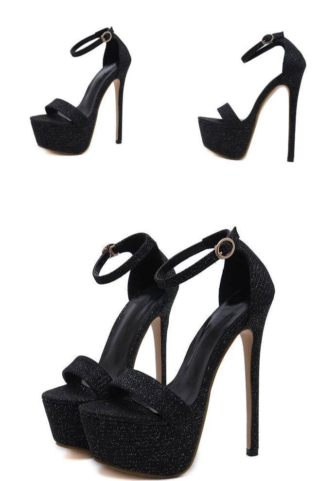 Sequin Thick Platform High Heels Sandals | Pumps - Kalsord