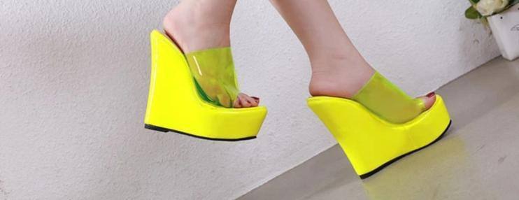 Colorful Transparent Platform Wedge Summer Women's Slides - Kalsord