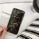 Golden Glitter Foil Marble Phone Case For iPhone X XS Max XR 7 8 6 6s Pluscases - Kalsord