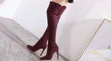 Faux Suede Slim Thigh | Over the Knee High Heel Boots - Kalsord