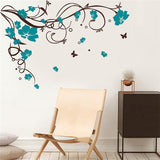 Large Butterfly | Vine | Flower Vinyl Removable Wall Sticker Tree Wall Art Decals Mural for Living room Bedroom Home Decor - Kalsord