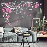 Large Butterfly | Vine | Flower Vinyl Removable Wall Sticker Tree Wall Art Decals Mural for Living room Bedroom Home Decor - Kalsord