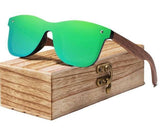 Polarized Walnut Wooden Frame UV400 Colorful Mirror Shades Sunglasses w/ Gift Box- 6 Colorssunglasses - Kalsord