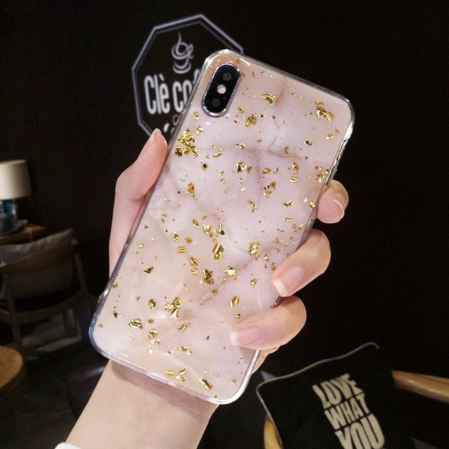Gold Foil Bling Marble Case For iPhone X XS XR Max 7 8 6 6s PlusCases - Kalsord