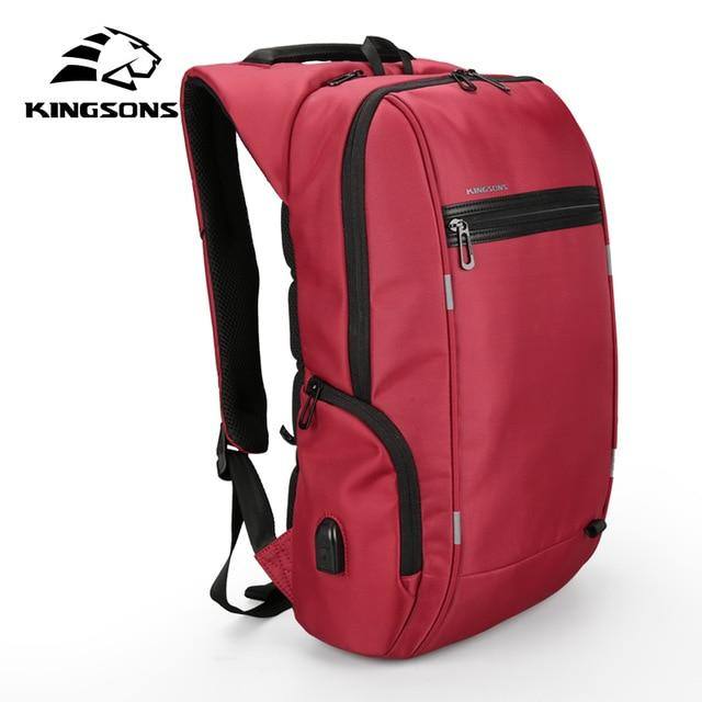 Kingsons Laptop Backpack, Upgraded Slim Business Travel Computer Bag with USB Charging Port Anti-Theft Water Resistant for 15.6 inch Laptop Rucksack