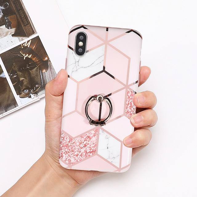 Soft Geometric Marble Texture Phone Case For iPhone XR XS Max 6 6S 7 8 Plus Xcases - Kalsord