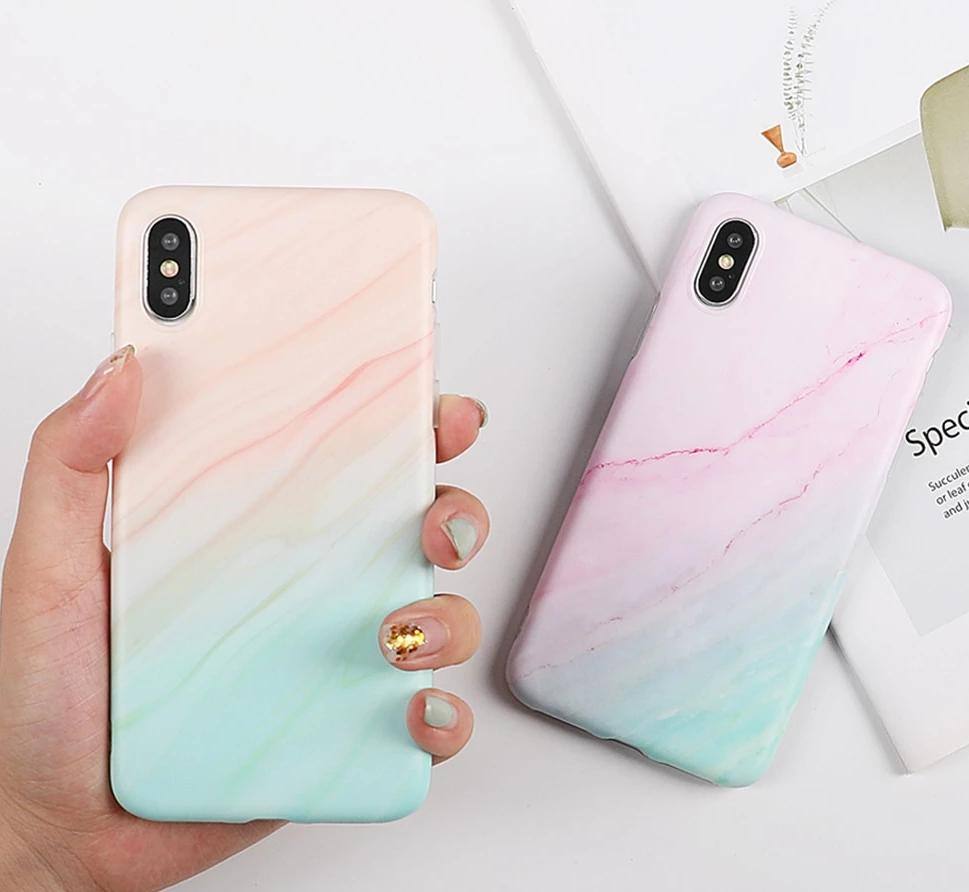 Gradient Marble Colored Phone Case For iPhone XR XS Max 6 6s 7 8 Plus Xcases - Kalsord