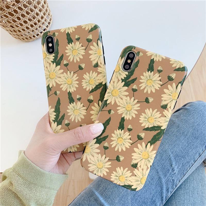 Daisy Flower Retro Phone Case For iPhone XR XS Max 6 6S 7 8 Plus Xcases - Kalsord