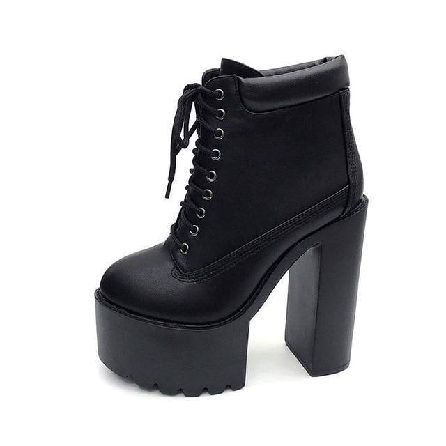 Women's Classic High-Heeled Ankle Boots w/ High Platform - Kalsord