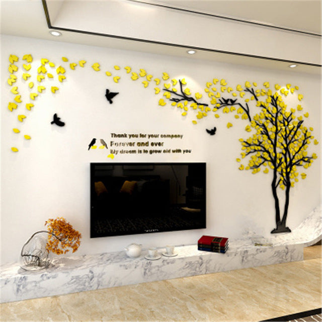 Large Size Tree Acrylic Decorative 3D Wall Sticker DIY Art Living Room Background Home Decor - Kalsord